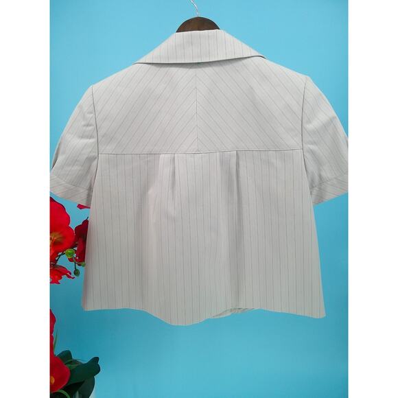 Antonio Melani Womens Light Gray Lined Pinstripe Cropped Jacket Coat Size 12 - Picture 4 of 7